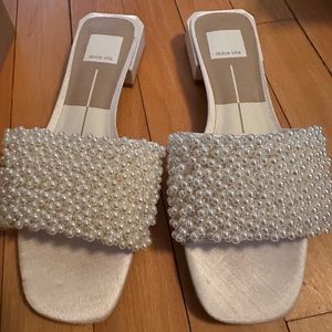 Dolce Vita Halie Vanilla Pearls Slide Sandals